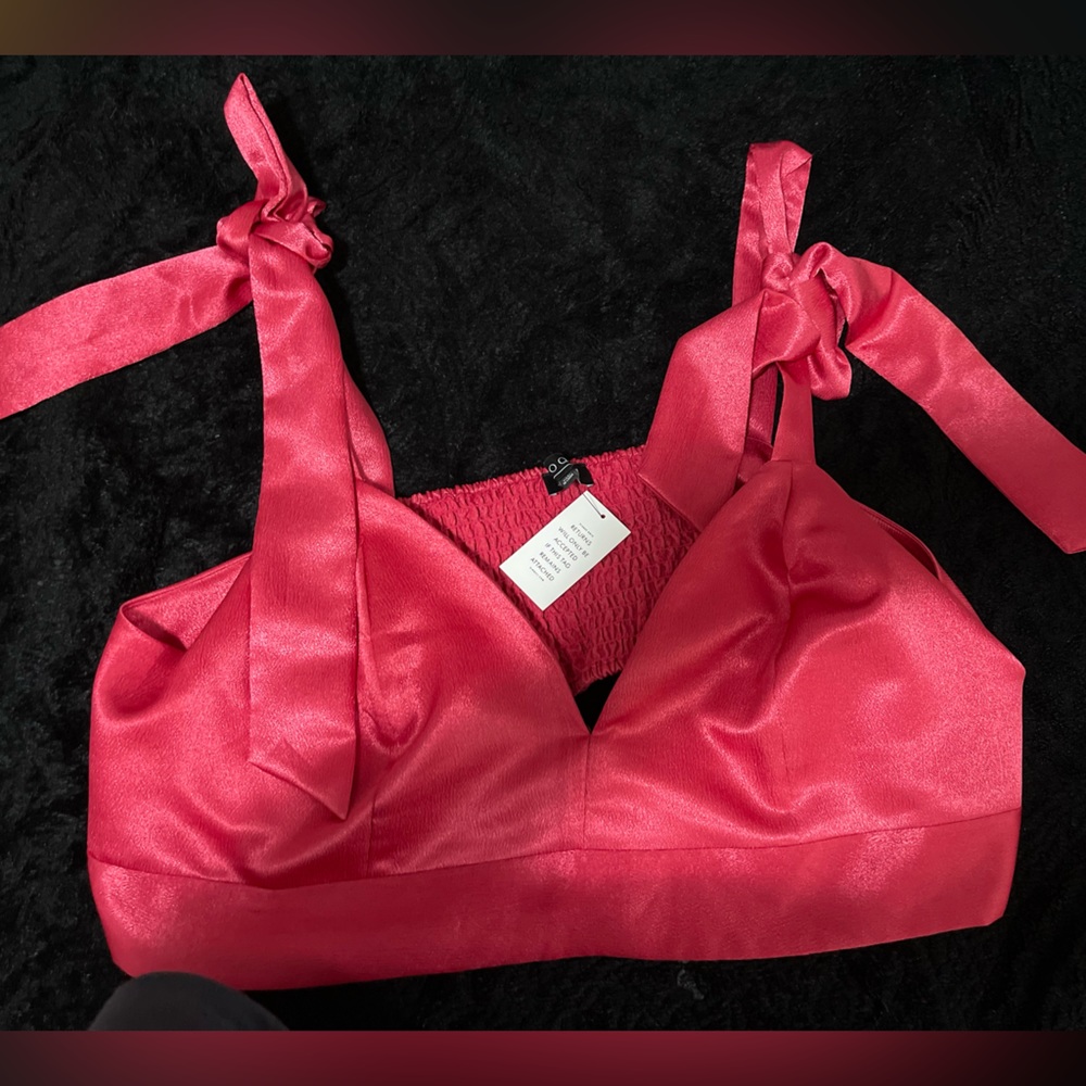 ELOQUII Tie Strap Satin Cami Crop Top Size 14
